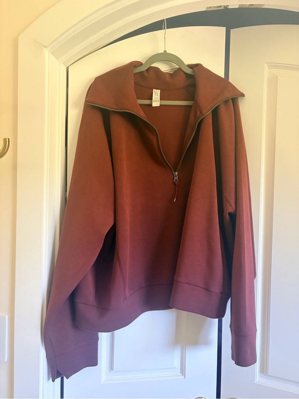 SPANX Maroon Quarter-Zip Pullover